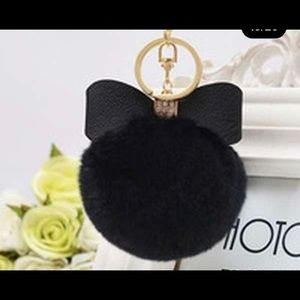 Black Fur Pom Key Chain